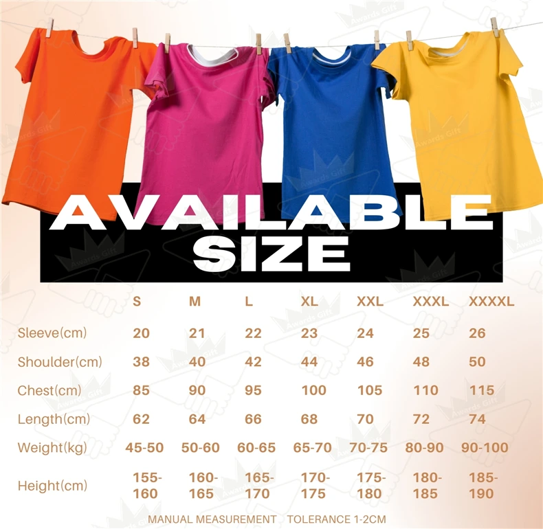 sports t shirt size chart