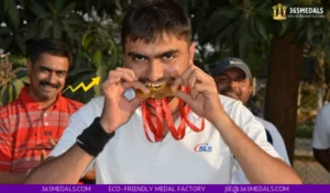 Rafa style medal bite- Nikhil Dhameliya