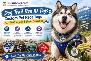 Dog Trail Run ID Tags | Custom Pet Race Tags For Trail Safety & Event Souvenirs